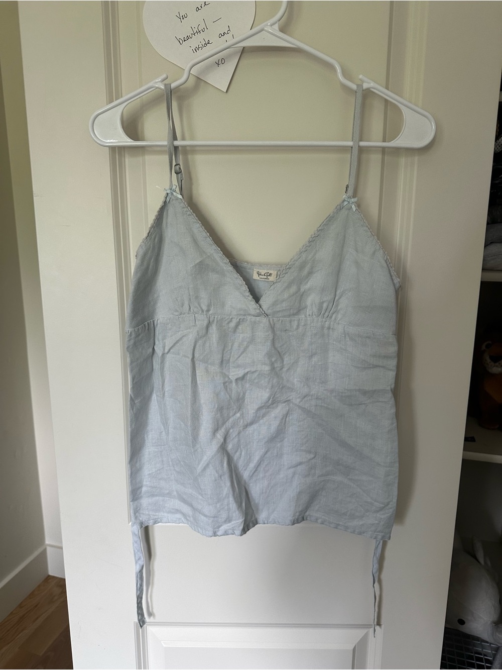 John Gault/Brandy Melville Light Blue Cotton V-Neck Cami Top